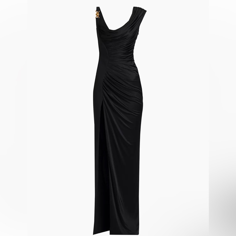 Versace Draped Cowlneck Column Gown